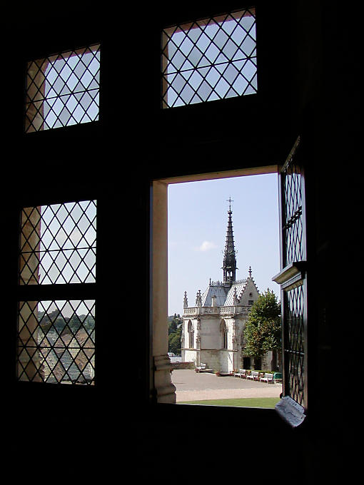 The Saint-Hubert Chapel view from a window Amboise, France.