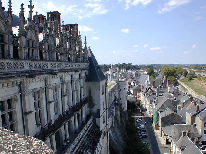 View on rue d'Amboise from the castle, France.