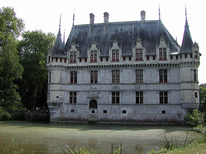 Rear facade of the castle of Azay-le-Rideau, France.