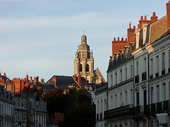 City high tower of the Renaissance St. Louis Cathedral, Blois, France.