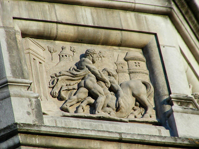 Hercules kills the centaur Eurytion, Chateau de Blois, France.
