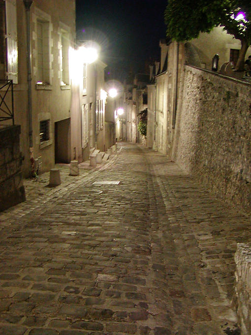 Cobblestone old Blois, France.