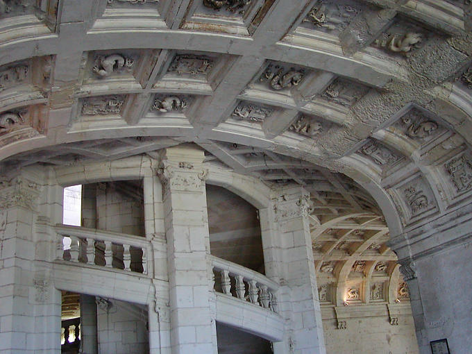 Coffered barrel vaults, Chambord Castle, France.
