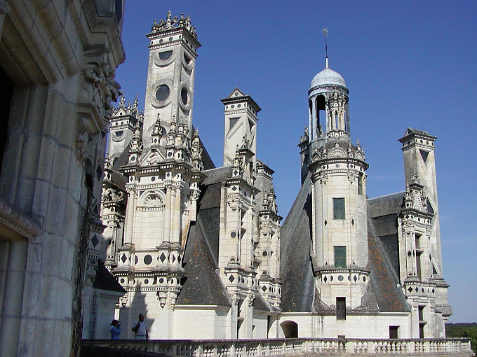 Turrets, chimneys and dormers, Chambord, France.
