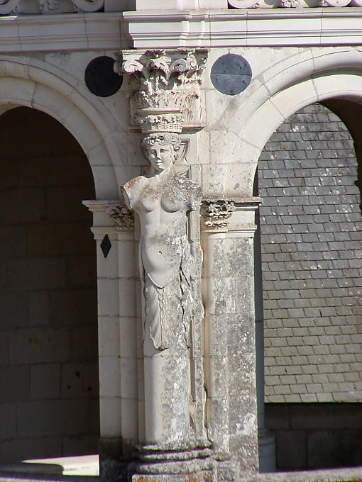 Caryatide of Chambord Castle, France.