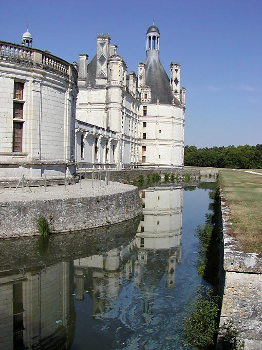 Reflection in the moat, Chambord, France.