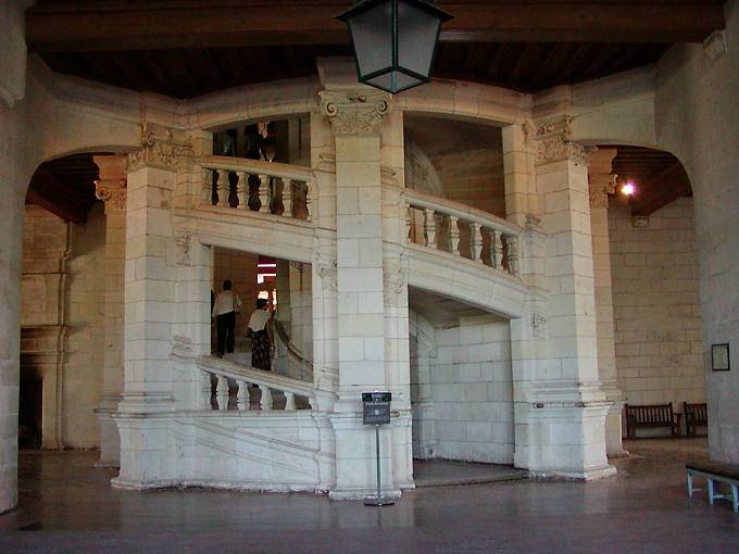 The staircase entrance double helix, Chambord, France.