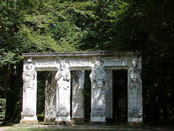 Caryatids of the park, Chenonceau, France.