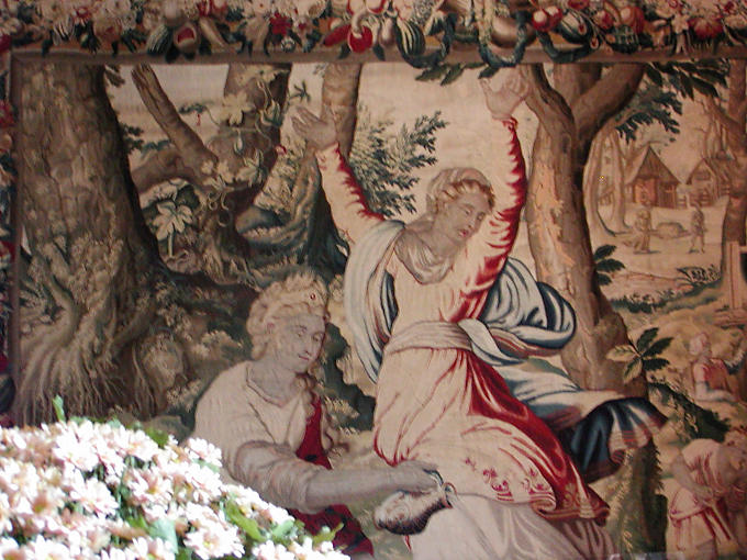 Detail of a tapestry room Catherine de Medicis, Chenonceau, France.