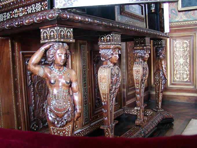 Cabinet carved caryatids, Château de Chenonceau, France.
