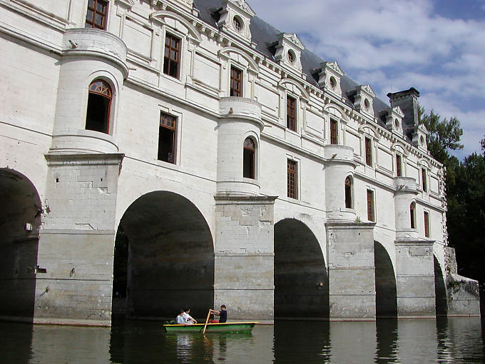 Diane boat under the arches, Chenonceau, France.