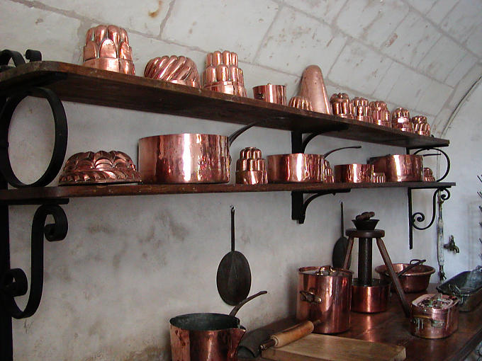The kitchens of the Château de Chenonceau, France.