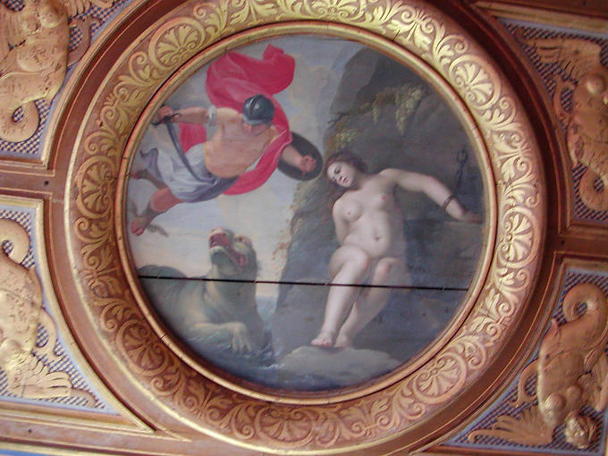 Coffered ceiling of the King's chamber, Chateau de Cheverny, France.
