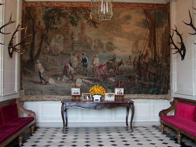Flemish tapestry of the vestibule, Cheverny, France.