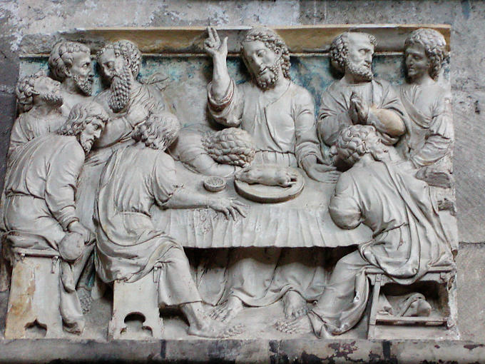The Last Supper, bas-relief of the collegiate Clamecy, France.