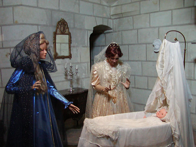 The fairies offer a gift to the little Aurora, Castle of Ussé, France.