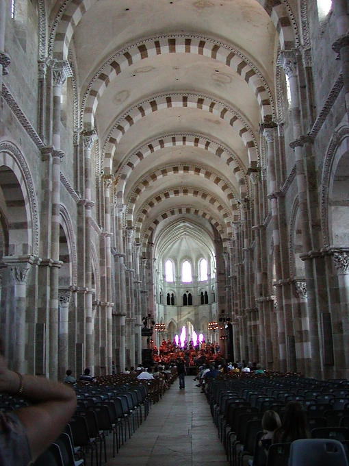 Romanesque nave basilica Vézelay, France.