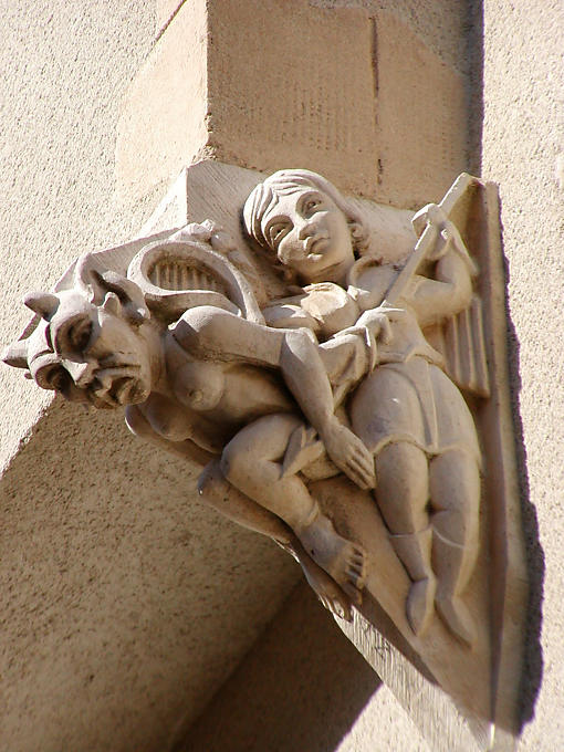 Hunting the Devil, sculpture, Vézelay, France.