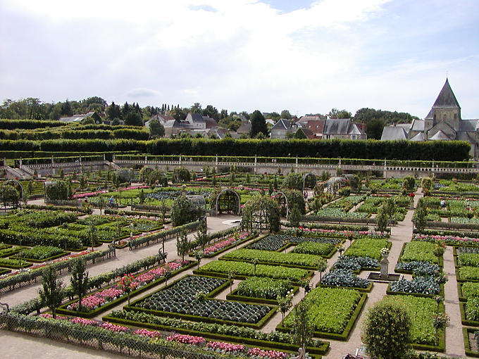 Village and vegetable garden Villandry, France.
