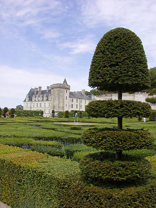 Topiary Garden Ornament, view from the second room, Château de Villandry, France.