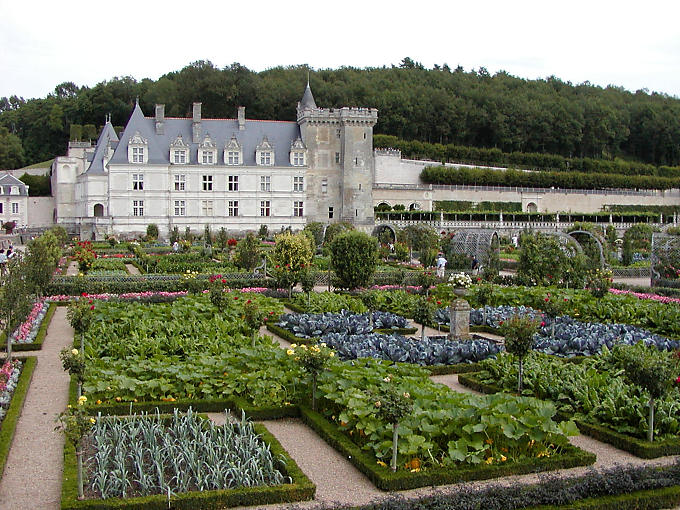 View from the front garden, Château de Villandry, France.