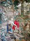 Detail of a tapestry, popular life in Flanders, Castle of Ussé, France.