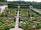 Panorama Belvedere on the ornamental garden, view from the first room, Château de Villandry, France.