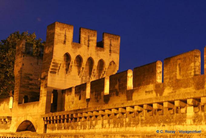 The walls at night, Avignon by night, Provence, France