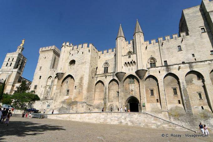 The Palais des Papes, general view of the exterior, Avignon, Provence, France