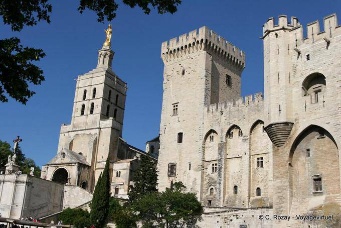 Tower Campane the Papal Palace and tower of ND des Doms, Avignon, Provence, France