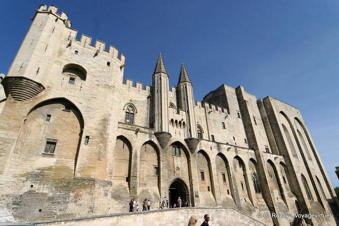 The New Palace tower angle to the tower of the Gache, Palais des Papes, Avignon, Provence, France