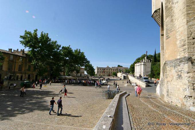 Avignon, Palace Square, view from the foot of the tower Angle, Provence, France