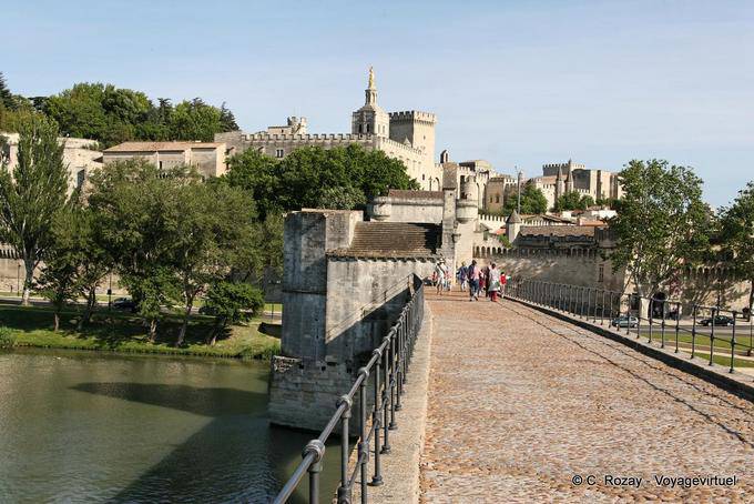 View from the papal city of Avignon bridge, Provence, France