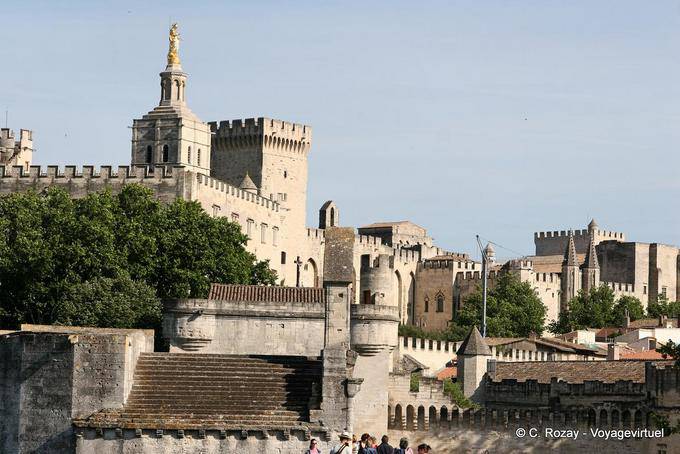 Niche forest on the Rocher des Doms, view from the St. Benezet Bridge, Avignon, Provence, France