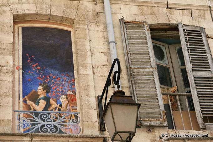 Painted by Dominique Durand and Marion Pochy, trompe l'oeil Avignon, Provence, France