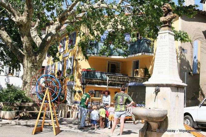 Collobrières, children games on the site, Provence, France