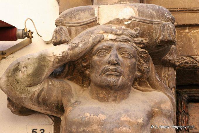 Fréjus, detail of the door Atalantes, Provence, France