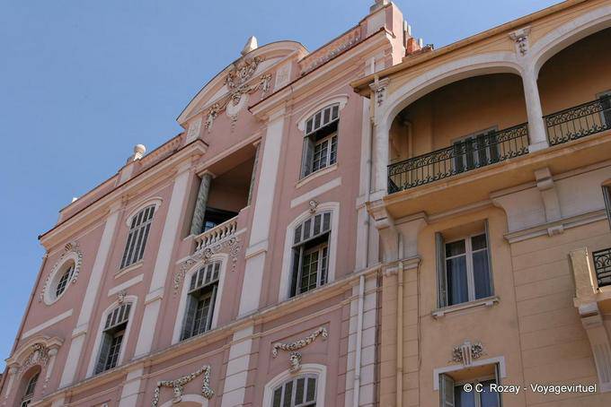 Fréjus, pink building rue Jean Jaurès, Provence, France