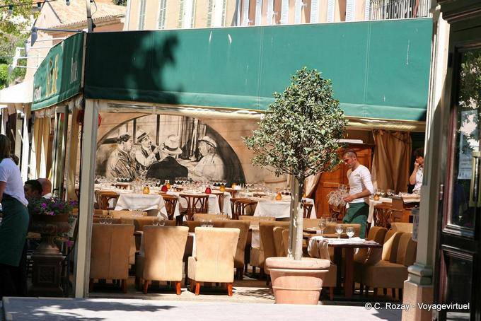 Saint-Tropez, scene of card players Film Marius Pagnol, Provence, France
