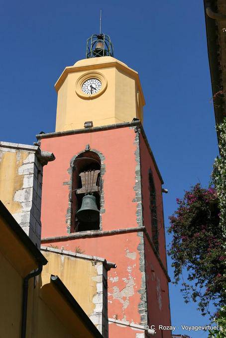 Saint-Tropez, topped by a bell tower of Our Lady of the Assumption, Provence, France