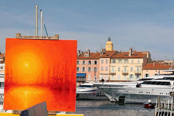 Saint-Tropez, solar paint on the port, Provence, France