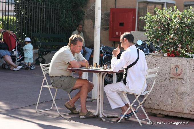 Saint-Tropez, Playwrights playing chess, Provence, France