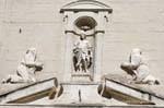 Penitents stone on the facade of the chapel of the White Penitents, Avignon, France.