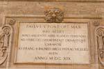 Avignon, Mint, white marble plaque with inscription in Latin which says it is dedicated to Pope Paul V, France.
