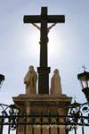 Sun facing the cross hind sight, Notre Dame des Doms, Avignon, France.