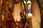 Statues and stained glass window in the Chapel of the Resurrection, Metropolis Notre Dame des Doms, Avignon, France.