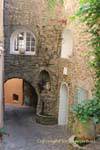 Bormes-les-Mimosas, winding street, France.