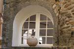 Bormes-les-Mimosas, window round pot, France.