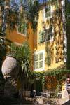 Bormes-les-Mimosas, square between light and shadow, France.
