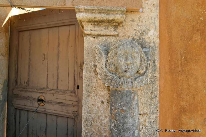 Hagia Triada detail carved column - Crete, Greece
